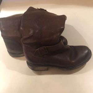 Brown leather boots